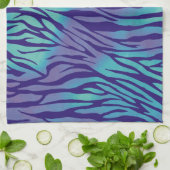 Aqua Blue en Paarse Zebra Stripes Theedoek (Gevouwen)