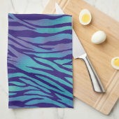 Aqua Blue en Paarse Zebra Stripes Theedoek (Quarter Fold)