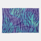Aqua Blue en Paarse Zebra Stripes Theedoek (Horizontaal)