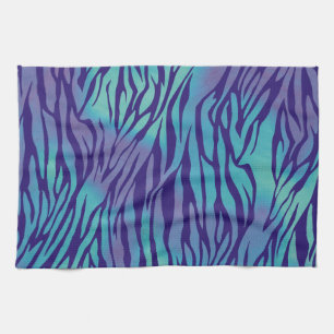 Aqua Blue en Paarse Zebra Stripes Theedoek