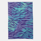 Aqua Blue en Paarse Zebra Stripes Theedoek (Verticaal)