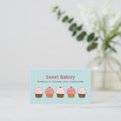Aqua Blue en Pink Cupcake Schattigee bakkerij Visitekaartje (Staand voorkant)
