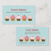 Aqua Blue en Pink Cupcake Schattigee bakkerij Visitekaartje (Voorkant / Achterkant)