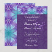 Aqua Blue en Royal Paars Paars Wedding V2 Kaart (Voorkant / Achterkant)