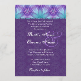Aqua Blue en Royal Paars Paars Wedding V2 Kaart