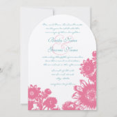 Aqua Blue en roze  ridder bruiloft Kaart (Voorkant)