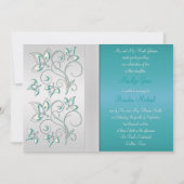 Aqua Blue en Silver Monogrammed Invitation Kaart (Achterkant)
