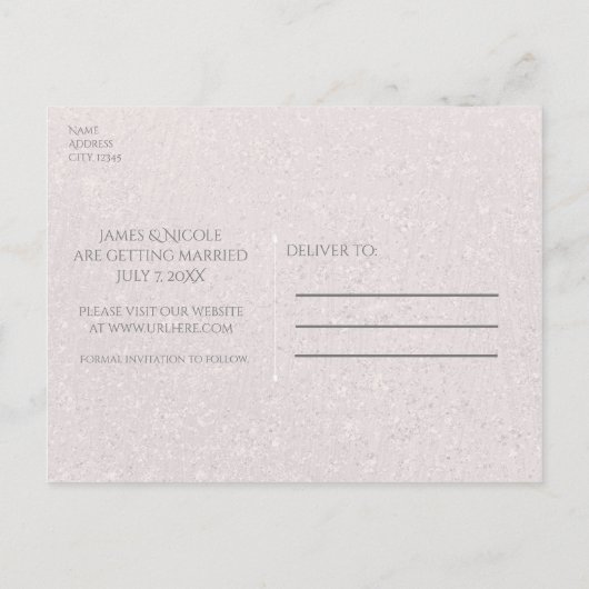 Aqua Blue en Silver Starfish Beach Save the Date Aankondigingskaart (Achterkant)