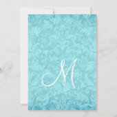 Aqua Blue en Silver Wedding Lace V200 Kaart (Achterkant)