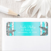 Aqua Blue en Silver Winter Snowflakes Elegant Part Etiket (Insitu)