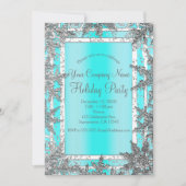 Aqua Blue en Silver Winter Snowflakes Elegant Part Kaart (Voorkant)
