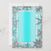Aqua Blue en Silver Winter Snowflakes Elegant Part Kaart (Achterkant)