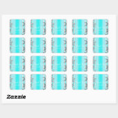 Aqua Blue en Silver Winter Snowflakes Elegant Part Vierkante Sticker (Vel)