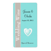 Aqua Blue en Taupe Wedding Mini Wine Label (Voorkant)