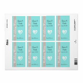 Aqua Blue en Taupe Wedding Mini Wine Label (Full Sheet)