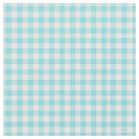 Aqua Blue en White Checkered Gingham Stof (Close Up)