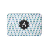 Aqua Blue en white Chevron zigzag Patter Monogram Badmat (Voorkant)