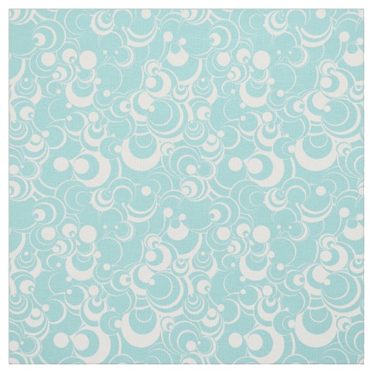 Aqua Blue en White Circles Abstracte stof 2 (Swatch)