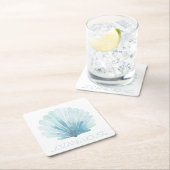 Aqua Blue en White Coastal Seashell gepersonalisee Kartonnen Onderzetters (Insitu)