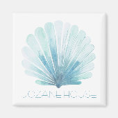 Aqua Blue en White Coastal Seashell gepersonalisee Magneet (Voorkant)