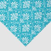 Aqua Blue en White Damask Tissuepapier (Detail)