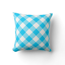 Aqua Blue en White Diagonal Gingham Pattern