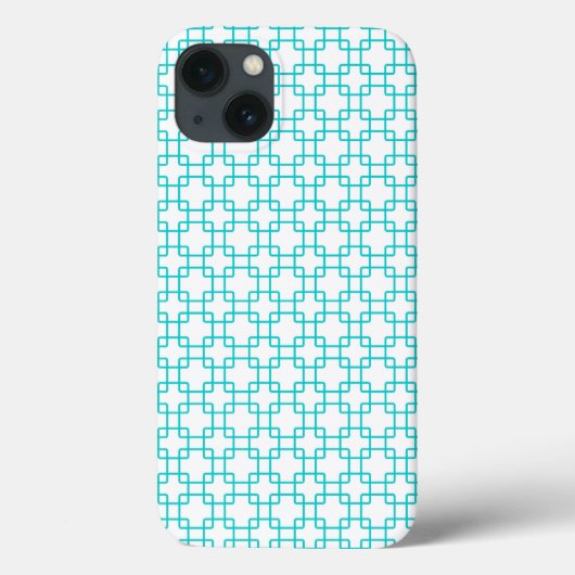 Aqua Blue en White Funky Retro Stijlpatroon Case-Mate iPhone Case (Achterkant)