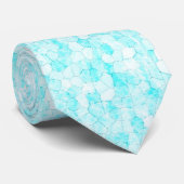 Aqua Blue en White Mosaic Pattern Necktie Stropdas (Opgerold)