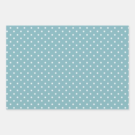 Aqua Blue en White Polka Dot and Stripe Inpakpapier Vel (Voorkant)