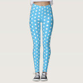 Aqua Blue en White Polka Dot Leggings (Voorkant)