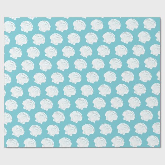 Aqua Blue en White Sea Shells Cadeaupapier (Vlak)