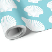 Aqua Blue en White Sea Shells Cadeaupapier (Rol Hoek)