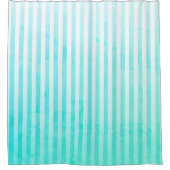 Aqua Blue en White Stripes Douchegordijn (Voorkant)