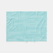 Aqua Blue en White Stripes Fleece Deken (Voorkant (Horizontaal))