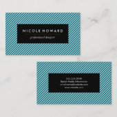 Aqua Blue en White Stripes Visitekaartje (Voorkant / Achterkant)