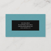 Aqua Blue en White Stripes Visitekaartje (Achterkant)