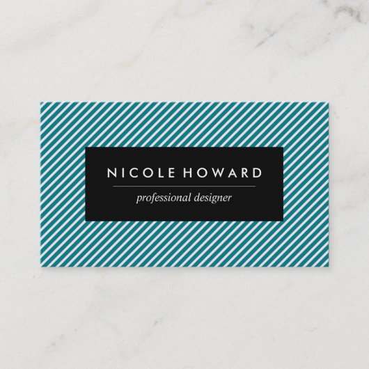 Aqua Blue en White Stripes Visitekaartje (Voorkant)