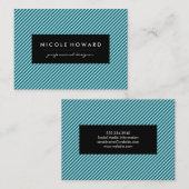 Aqua Blue en White Stripes Visitekaartje (Voorkant / Achterkant)