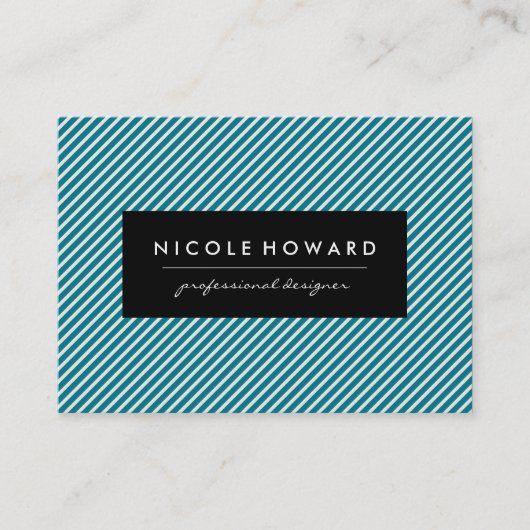 Aqua Blue en White Stripes Visitekaartje (Voorkant)