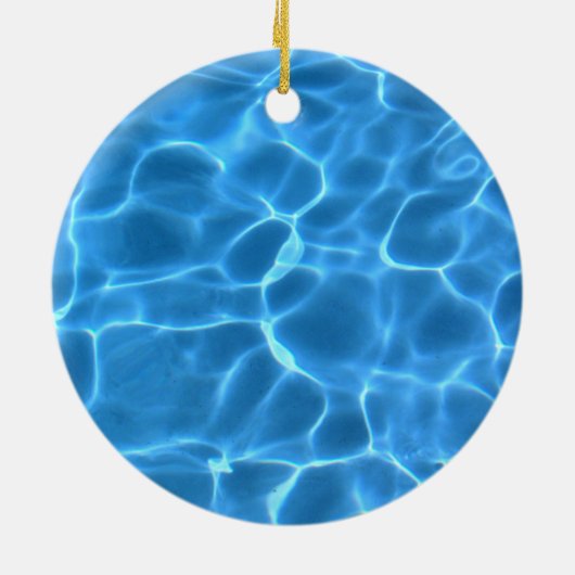 Aqua Blue en White Swimming Pool Photo Monogram Keramisch Ornament (Achterkant)