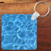 Aqua Blue en White Swimming Pool Photo Monogram Sleutelhanger (Achterkant)