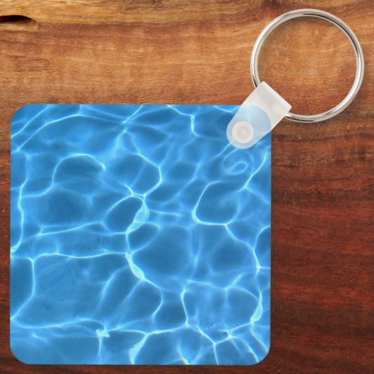 Aqua Blue en White Swimming Pool Photo Monogram Sleutelhanger (Achterkant)