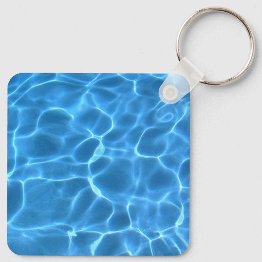 Aqua Blue en White Swimming Pool Photo Monogram Sleutelhanger (Achterkant)