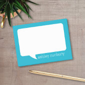 Aqua Blue en White Talk Bubble Persoonlijke naam Post-it® Notes