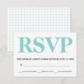 Aqua blue en white typografie bruiloft RSVP Kaartje (Voorkant / Achterkant)