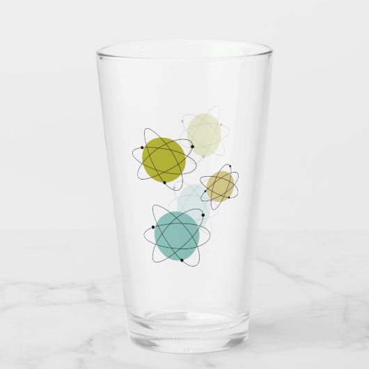 Aqua Blue en Yellow Atomic Mid Century Glas (Achterkant)