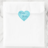 Aqua Blue Envelope Seal Wedding Heart V08 Hart Sticker (Tas)