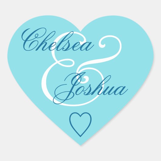 Aqua Blue Envelope Seal Wedding Heart V08 Hart Sticker (Voorkant)