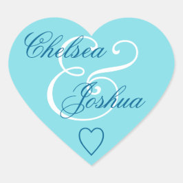 Aqua Blue Envelope Seal Wedding Heart V08 Hart Sticker