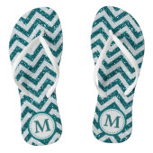 Aqua Blue Faux Glitter Monogram Teenslippers (Voetbed)